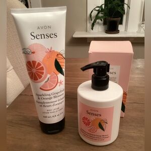 2 PIECE AVON- SENSES SPARKLING GRAPEFRUIT & ORANGE BLOSSOM HAND SOAP / LOTION